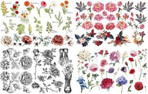 dixie belle belles & whistles transfer | vintage floral | 24.8” x 38.8” sheet | rub on decorative transfer for crafts, furniture, diy | crafting design transfer