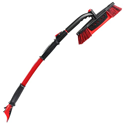 Mallory 14186ML Maxx-Force 52” Extendable Snowbrush and Ice Scraper Crossover Snow Tool, Red