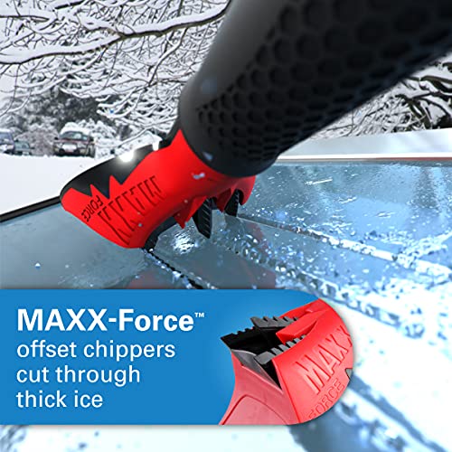 Mallory 14186ML Maxx-Force 52” Extendable Snowbrush and Ice Scraper Crossover Snow Tool, Red