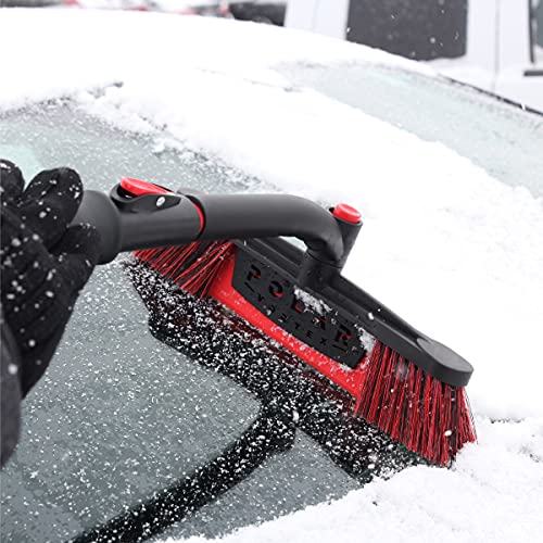 Mallory 14186ML Maxx-Force 52” Extendable Snowbrush and Ice Scraper Crossover Snow Tool, Red