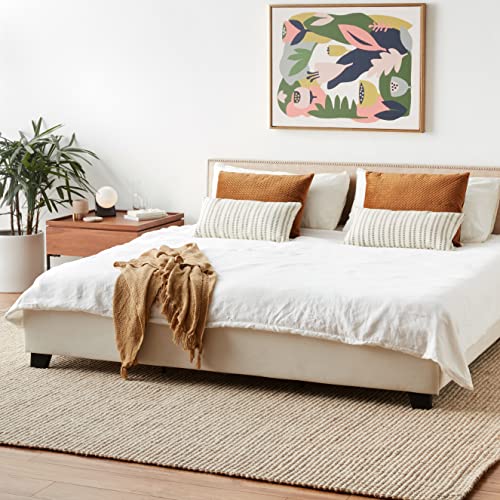 Republic Design House Upholstered Bed Frame Only, Ivory, California King Size, (375-FO-BR)