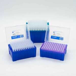 olympus plastics 10µl universal filter pipette tips, standard reach, low binding, racked, sterile, 10 racks of 96 tips/unit (960 tips) (26-400)