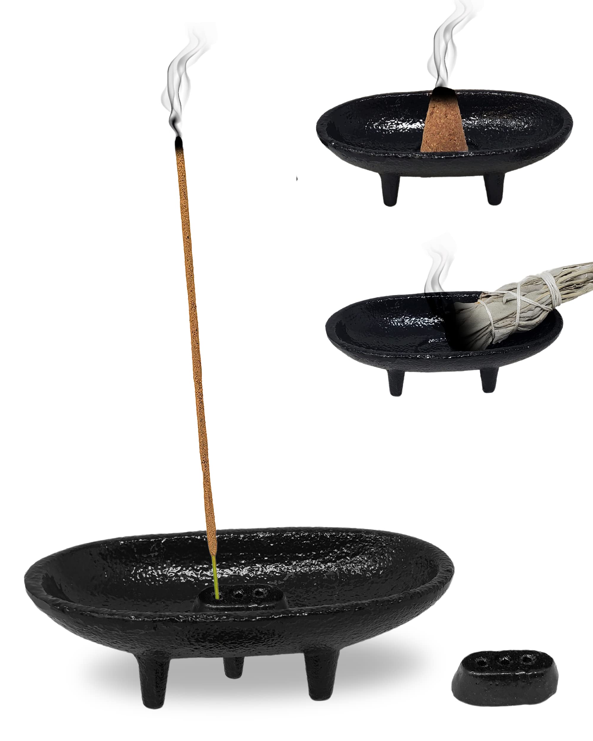 Cast Iron Incense Burner 4" L 2" H, Ideal for smudging, Incense Burning, Ritual Purpose, Decoration etc. (4" L)