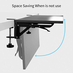 OUGIC Ergonomics Desk Extender Tray, 11.8"x5.9" Punch-Free Clamp on, Foldable Keyboard Drawer Tray, Table Mount Arm Wrist Rest Shelf, Computer Elbow Arm Support