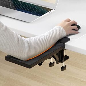 OUGIC Ergonomics Desk Extender Tray, 11.8"x5.9" Punch-Free Clamp on, Foldable Keyboard Drawer Tray, Table Mount Arm Wrist Rest Shelf, Computer Elbow Arm Support