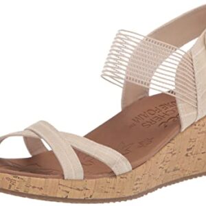 Skechers Women's Cork Wedge Sandal, Natural, 6