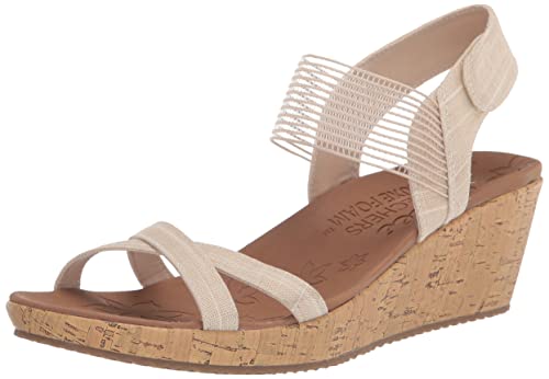 Skechers Women's Cork Wedge Sandal, Natural, 6