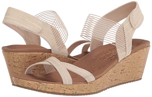 Skechers Women's Cork Wedge Sandal, Natural, 6