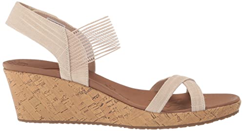 Skechers Women's Cork Wedge Sandal, Natural, 6