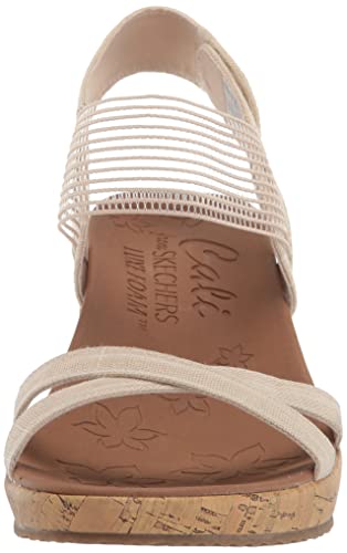 Skechers Women's Cork Wedge Sandal, Natural, 6