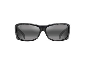 maui jim men's and women's equator polarized wrap sunglasses, grey tortoise/neutral grey, large