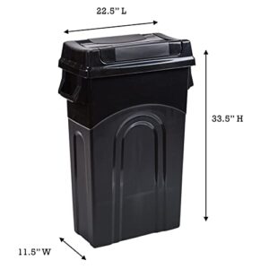 United Solutions Highboy Waste Container with Swing Lid, 23 Gallon, Space Saving Slim Profile and Easy Bag Removal, Handles for Easy Carrying, Indoor/Outdoor Use, Black, 1-Pack, (TI0082)