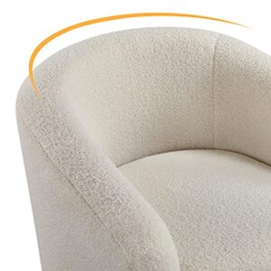 Yaheetech Accent Barrel Chair, Faux Fur Club Chair, Furry Sherpa Elegant and Cozy, Soft Padded Armchair, Suitable for Living Room Bedroom Reception Room Office, Ivory