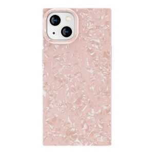 cocomii square case compatible with iphone 13 mini - slim, glossy, opalescent pearl, glittering shell, easy to hold, anti-scratch, shockproof (pink)