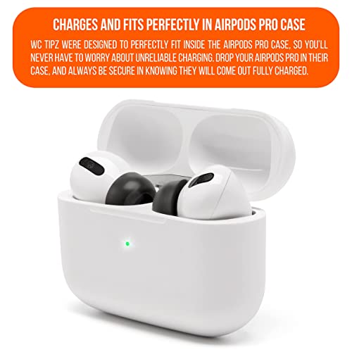 WC TipZ - Upgraded Memory Foam Ear Tips for Airpods Pro Made by Wicked Cushions | Improved Comfort, Tighter Seal, Better Foam Rebound Time | Fits Perfectly in Charging Case | Pitch Black