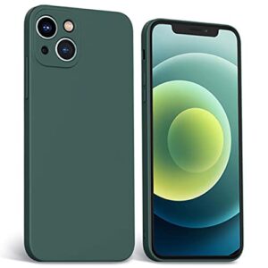 zezhou slim silicone case compatible with iphone 13 mini, with microfiber liner, shockproof full body covered ultra thin drop protective phone case for iphone 13 mini 5.4", pine green