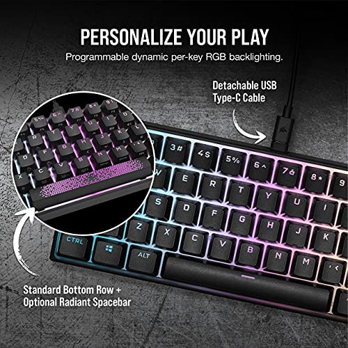 Corsair K65 RGB Mini 60% Mechanical Gaming Keyboard - Cherry MX Speed - Black (Renewed)