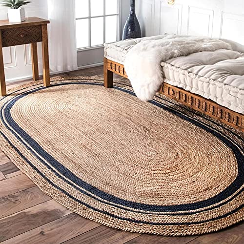 2x3, 3x4, 3x5, 4x6, 5x7, 5x8, 6x9, 8x10 Ft. Indian Hand Braided Rug/ Jute Ovel Rug/ Patio Rug/ Kitchen Rug/ Hallway Rug/ Entryway Rug/ Ovel Shape Double Border Rug (2x3 Ft Ovel Rug)