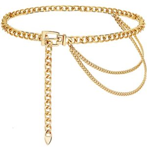 suyi chain belt for women girls gold metal waist chain multilayer chunky chain belts for dress plus size 130cm gold