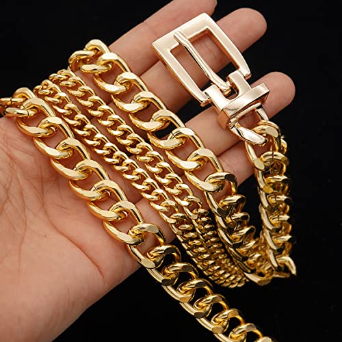 Suyi Chain Belt for Women Girls Gold Metal Waist Chain Multilayer Chunky Chain Belts for Dress Plus Size 130CM Gold