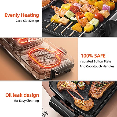 Aoran Electric Hot Pot With Grill,Shabu Shabu Hot Pot Electric Korean BBQ Grill,Smokeless Grill Indoor Electric Pot N Steamer,Party Hotpot 3.5L Multifunctional Pot N Grill Combo