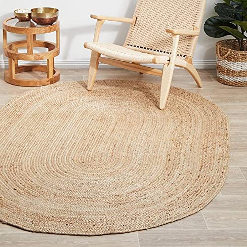 2x3, 3x4, 3x5, 4x6, 5x7, 5x8 Ft. Indian Hand Braided Jute Rug/ Natural Jute Rug/ Solid Color Pure Jute Rug/ Patio Rug/ Hallway Rug/ Outdoor Rug (2x3 Ft Oval Rug)