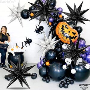 KatchOn, Black Spike Balloons - 20 Inch, Pack of 50 | Black Star Balloons Metallic, Black Starburst Balloon | Halloween Balloons | Spiky Balloons for Bachelorette Party, Black Halloween Decorations