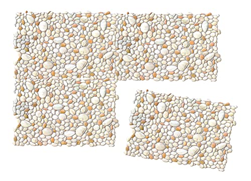 Retro-Art 3D Wall Panels, Pack of 6, Natural Pebble in Beige Sand, PVC, 25.2" x 38.6", Cover 40.53 sq.ft, 242PP