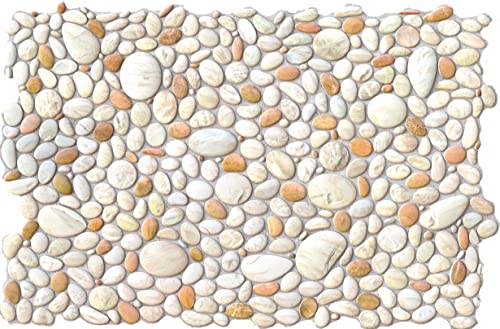 Retro-Art 3D Wall Panels, Pack of 6, Natural Pebble in Beige Sand, PVC, 25.2" x 38.6", Cover 40.53 sq.ft, 242PP