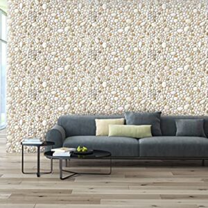 Retro-Art 3D Wall Panels, Pack of 6, Natural Pebble in Beige Sand, PVC, 25.2" x 38.6", Cover 40.53 sq.ft, 242PP