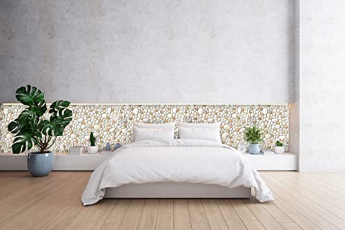 Retro-Art 3D Wall Panels, Pack of 6, Natural Pebble in Beige Sand, PVC, 25.2" x 38.6", Cover 40.53 sq.ft, 242PP