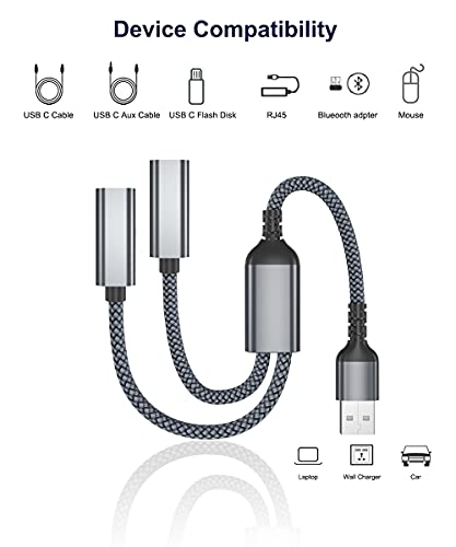 Ruxely USB Male to Dual USB-C Female Splitter Cable,Double Type-C Port Charger Adapter for iPhone 12 13 14 15 Pro Max SE,iPad Air 5 Mini 6,MagSafe,Samsung Galaxy S23 S22 S21 Ultra Plus Z Flip Fold 4 5