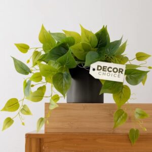 forever leaf faux plants indoor, artificial plants for home decor indoor, pothos small fake plants, fake plants decor, decorative plants, fake plant, artificial plant for indoor & outdoor - black pot