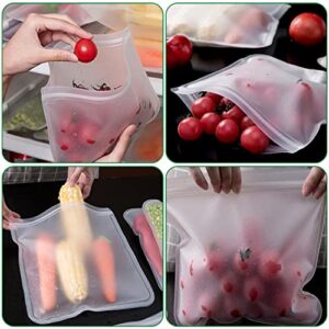 5 Pcs Reusable Food Storage Bags Large Size, BPA Free PEVA Reusable Freezer Bags, Reusable Ziplock Sandwich Bags, Silicone Food Bags, Reusable Snack Bags, Clear, GTM400VPP