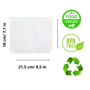 5 Pcs Reusable Food Storage Bags Large Size, BPA Free PEVA Reusable Freezer Bags, Reusable Ziplock Sandwich Bags, Silicone Food Bags, Reusable Snack Bags, Clear, GTM400VPP