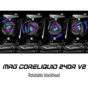 MSI MAG CoreLiquid 240R V2 - AIO ARGB CPU Liquid Cooler - Rotating Cap Design - LGA 1700 Ready - 240mm Radiator - Dual 120mm ARGB PWM Fans