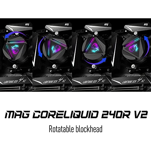 MSI MAG CoreLiquid 240R V2 - AIO ARGB CPU Liquid Cooler - Rotating Cap Design - LGA 1700 Ready - 240mm Radiator - Dual 120mm ARGB PWM Fans