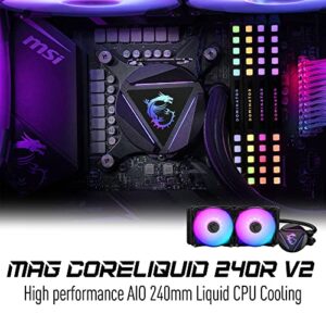 MSI MAG CoreLiquid 240R V2 - AIO ARGB CPU Liquid Cooler - Rotating Cap Design - LGA 1700 Ready - 240mm Radiator - Dual 120mm ARGB PWM Fans