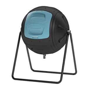 multifunction garden tumbling composter, heavy-duty fast-working compost bin with easy-to-use drain plugs to collect liquid,blue