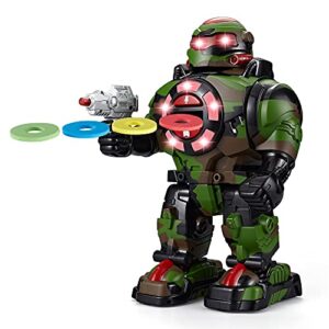 Think Gizmos Robot Toy for Kids RoboShooter - Remote Control Robot Toy with Voice Recording, Fast Firing Foam Discs, Plays Music & Dances - Robot for Boys and Girls Aged 5, 6, 7, 8, 9 (Camo Green)