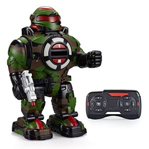 Think Gizmos Robot Toy for Kids RoboShooter - Remote Control Robot Toy with Voice Recording, Fast Firing Foam Discs, Plays Music & Dances - Robot for Boys and Girls Aged 5, 6, 7, 8, 9 (Camo Green)