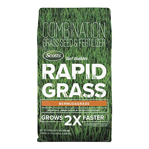 Scotts Turf Builder Rapid Grass Bermudagrass, Combination Seed and Fertilizer, Grows Green Grass Fast, 8 lbs.