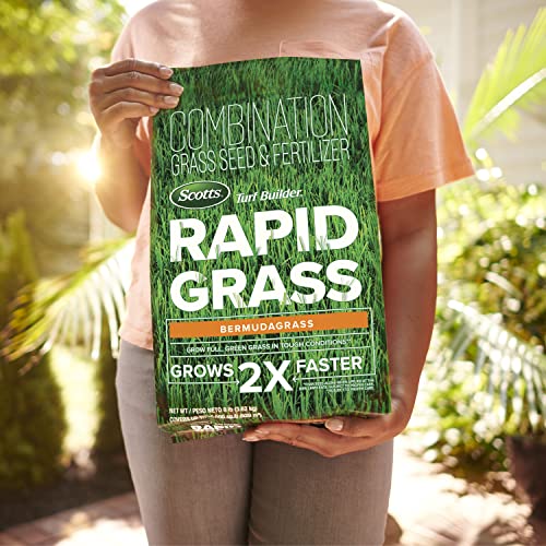 Scotts Turf Builder Rapid Grass Bermudagrass, Combination Seed and Fertilizer, Grows Green Grass Fast, 8 lbs.