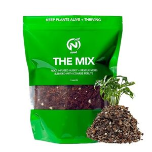 noot potting soil mix for indoor & house plants – 1 gallon – orchid, succulent, cactus, aroid, houseplant, monstera – bio-organic – fast draining – rapid root growth – pre-soaked & ready to use