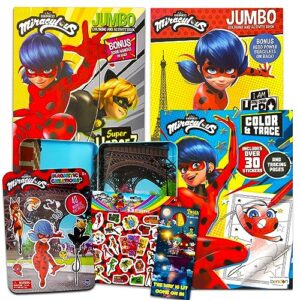 disney bundle miraculous ladybug activity set for kids - with 80pg coloring book, grab n go play pack, imagine ink stickers, and more (miraculous party supplies)