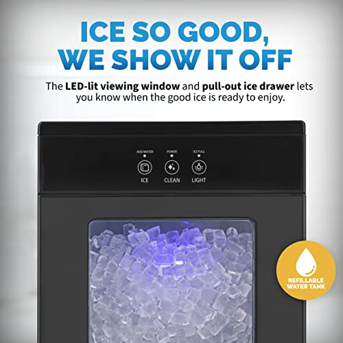 Newair 44lb. Nugget Countertop Ice Maker with Self-Cleaning Function, Refillable Water Tank, Perfect for Kitchens, Offices, Home Coffee Bars, and More