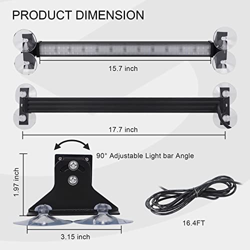 XRIDONSEN 2 in 1 Emergency Strobe Traffic Advisor Light Bar 144 LED Warning Safety Interior Windshield Dash Lights Deck Split Mount for Volunteer Firefighter Vehicles Trucks (2x17.7 inch,Green/White)