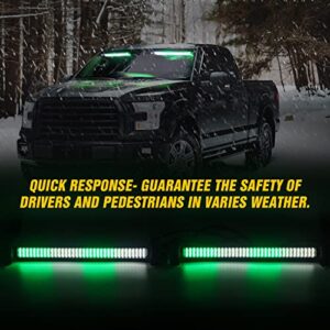 XRIDONSEN 2 in 1 Emergency Strobe Traffic Advisor Light Bar 144 LED Warning Safety Interior Windshield Dash Lights Deck Split Mount for Volunteer Firefighter Vehicles Trucks (2x17.7 inch,Green/White)