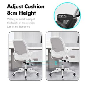 KERDOM Office Chair, Ergonomic Desk Chair, Breathable Mesh Computer Chair, Comfy Swivel Task Chair with Flip-up Armrests and Adjustable Height Grey