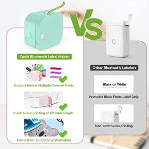 Zodzi Labeler with Color Fonts, P12 Label Maker Machine with Tape Support Inkless Multiple-Colored Fonts Icons Border, Portable Bluetooth Mini Thermal Label Printer for School Item, Kids Teenagers